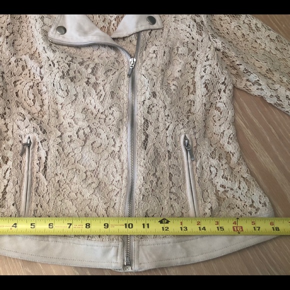 INC. Brand Light ivory lace & faux suede biker jacket - Picture 11 of 12